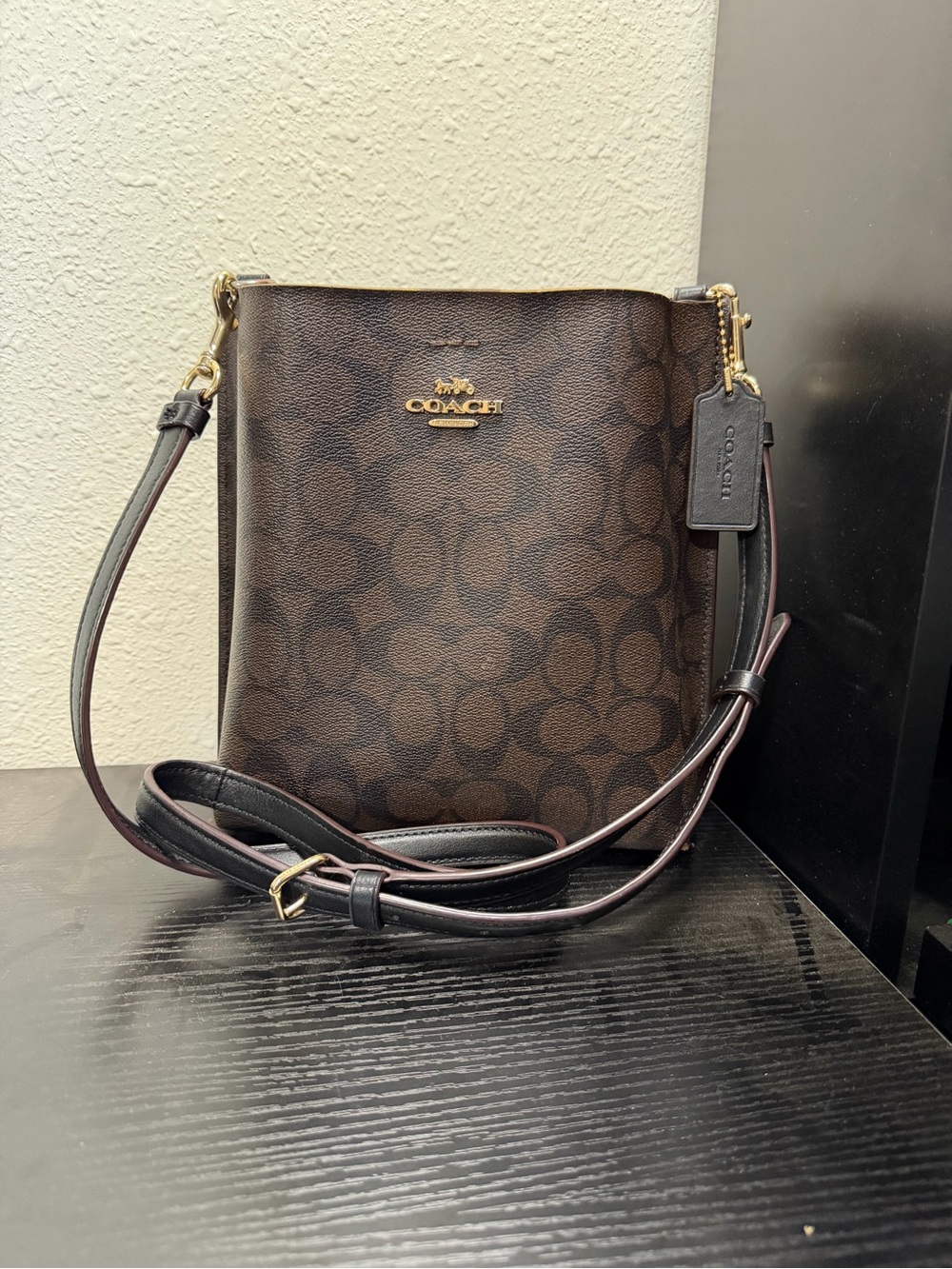 Coach Brown Signature Canvas Crossbody with Gold Hardware